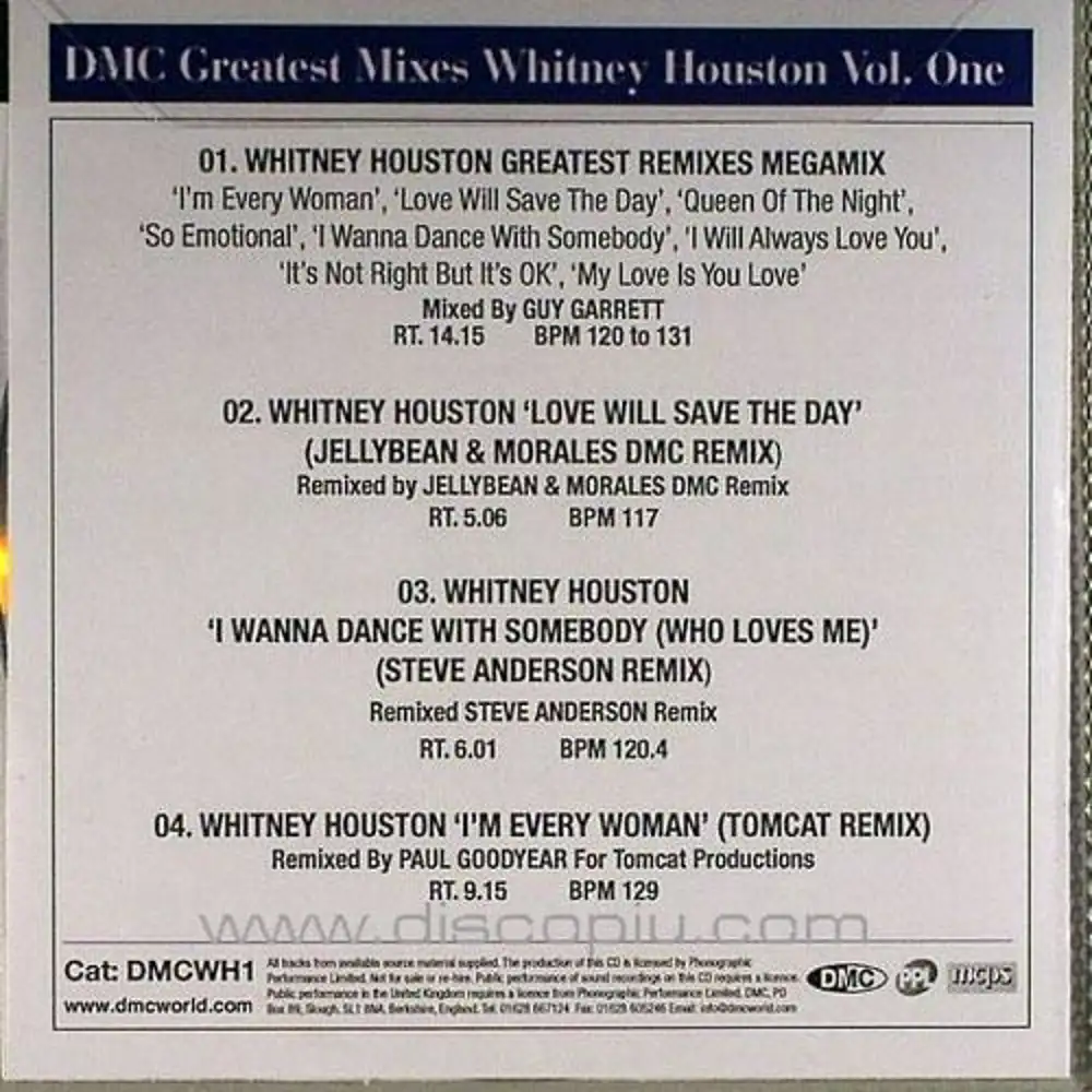 whitney houston - dmc greatest mixes - volume 1 <br><small