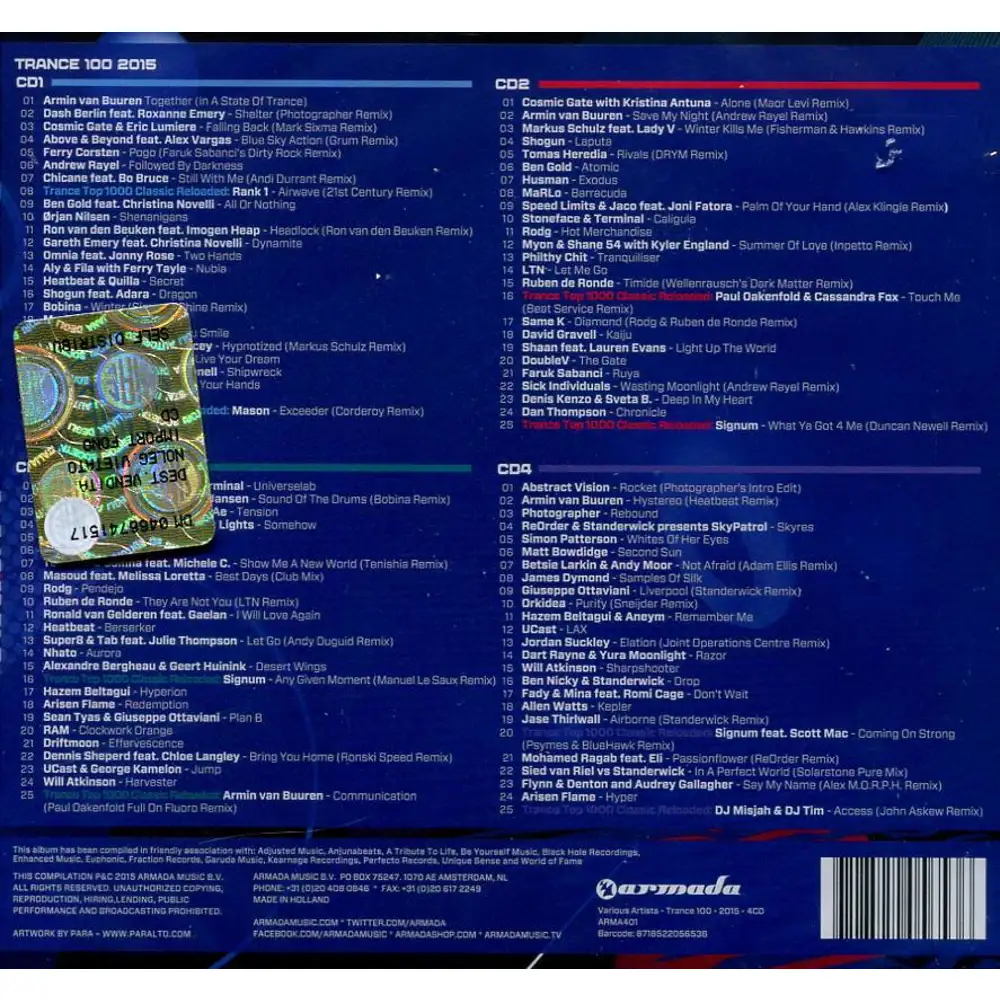 V A Trance 100 2015 Trance Techno Tek House Unmixed Disco Piu discopiu