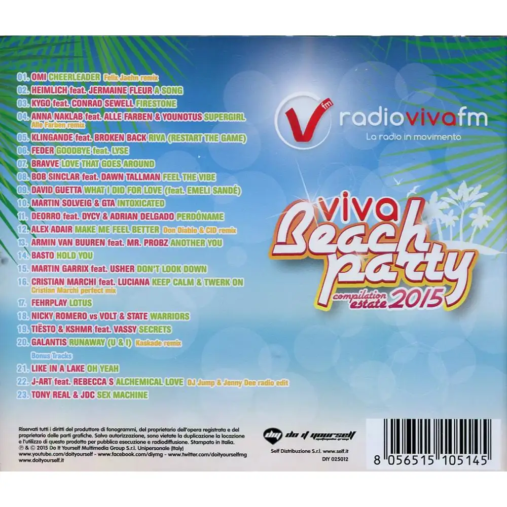 v.a. - viva beach party compilation estate 2015 <br><small>[DO IT YOURSELF  MULTIMEDIA GROUP]</small> CD - Vendita online Attrezzatura per Deejay Mixer  Cuffie Microfoni Consolle per DJ