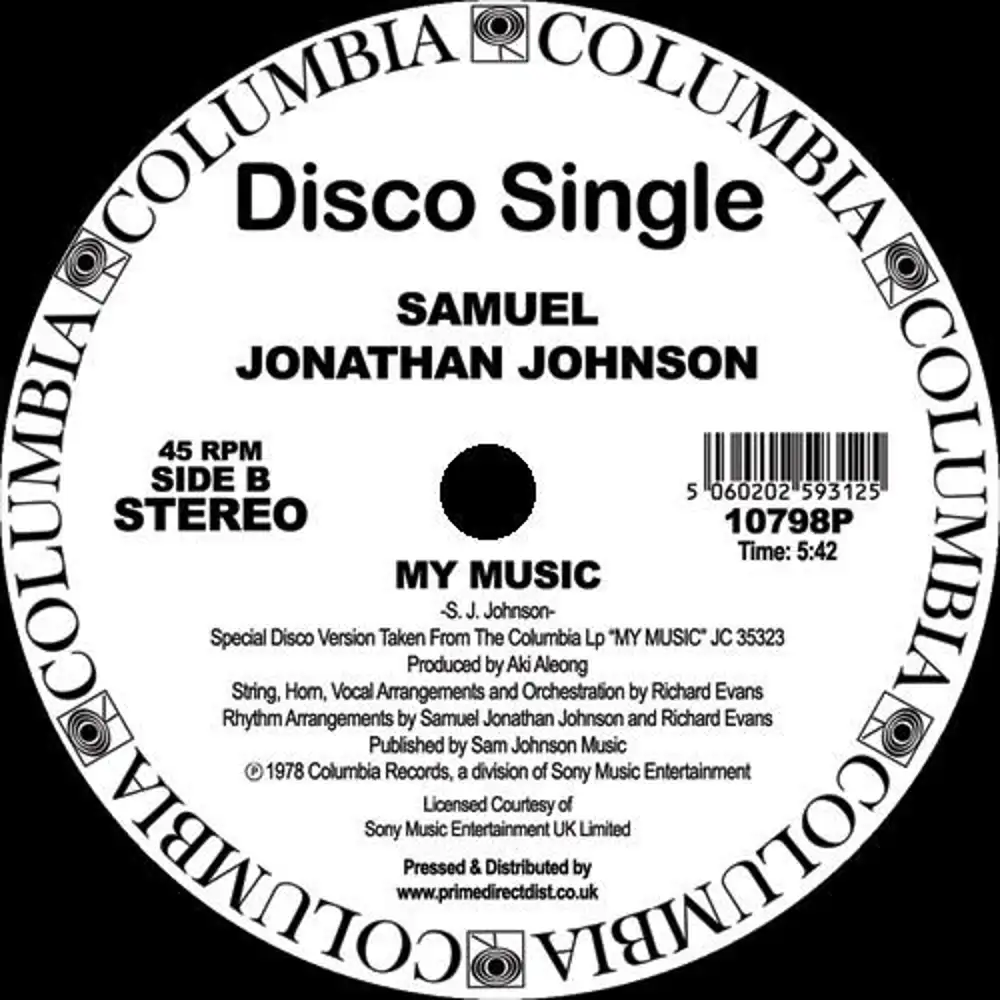 My music song. Jonathan Johnson. Columbia Disco +18.