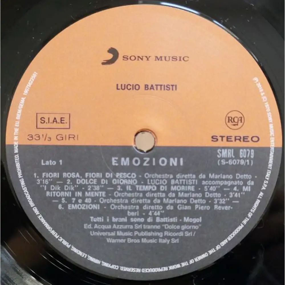 Vinile LP 33 Giri Emozioni di Lucio Battisti (1970)