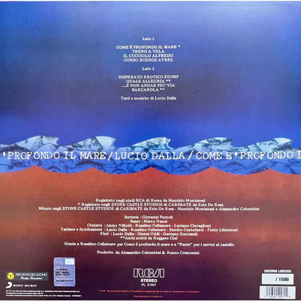 lucio dalla come è profondo il mare (ed. numerata 45° anniversario) chanson italian classic lucio dalla come è profondo il mare (ed. numerata 45° anniversario) chanson italian classic
