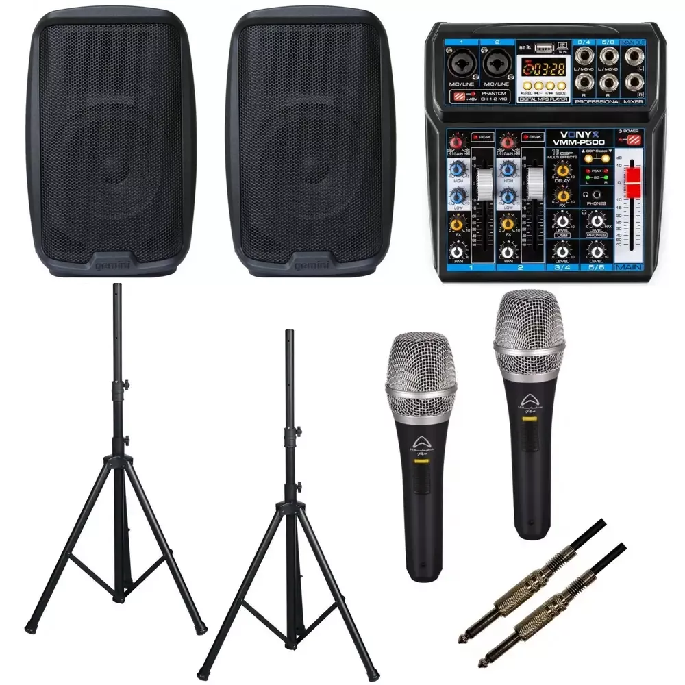 The Voice Karaoke Portatile Con Microfono - Bluetooth, Luci LED, 4W, Batteria Ricaricabile, Rosso/Nero