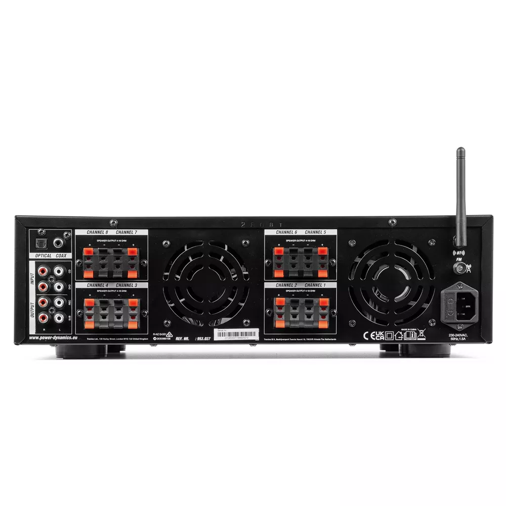 Power Dynamics PDV120MP3 - Amplificatore a 4 zone, 120 W, 100 V, con 6 canali, Bluetooth e lettore MP3
